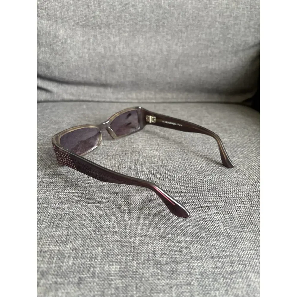Beausoleil Paris Womens Y2K Small‎ Rectangle Purple Jeweled Sunglasses 205 04